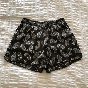 Black Paisley Shorts